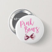 ピンク弓チームガールジェンダーの表示パーティー 缶バッジ (正面&裏面)