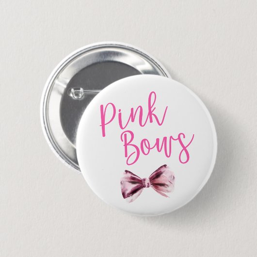 ピンク弓チームガールジェンダーの表示パーティー 缶バッジ (正面&裏面)