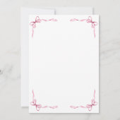 ピンク弓ベビーガール写真の誕生発表カード 案内状 (裏面)