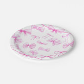 ピンク弓 |ベビーガールのベビーシャワー ペーパープレート (アングル)