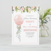 ピンク引っ越し祝いパーティーと誕生日テンプレート 招待状 (スタンド正面)