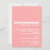 ピンク引っ越し祝いパーティーカクテルパーティー 招待状 (正面)