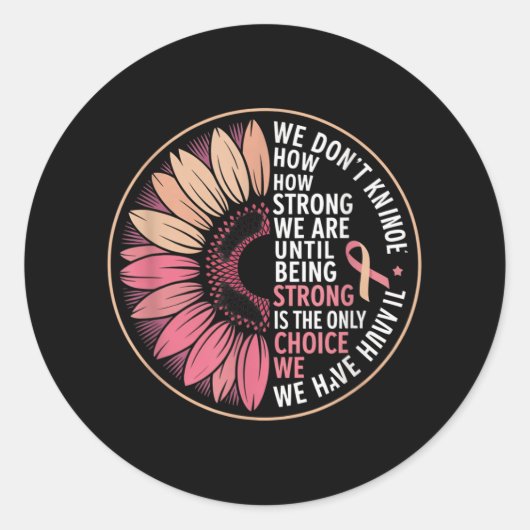 ピンク強いマインドセット乳がん認識度デザイン ラウンドシール (正面)