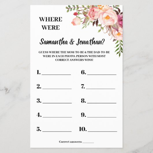 ピンク彼らはバイリンガルのゲームカードをシャワーはどこにいた チラシ (正面)