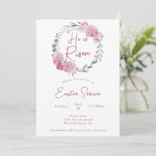 ピンク彼エレガントは教会のイースターサービスを復活している 招待状 (スタンド正面)