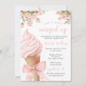 ピンク彼女はアイスクリームをスクープされてブライダルシャワー 招待状 (正面)