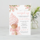 ピンク彼女はアイスクリームをスクープされてブライダルシャワー 招待状 (スタンド正面)