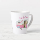 ピンク彼女はトレーラーを流したヴィンテージ カフェラテマグ (右アングル)