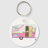 ピンク彼女はトレーラーを流したヴィンテージ キーホルダー (正面)