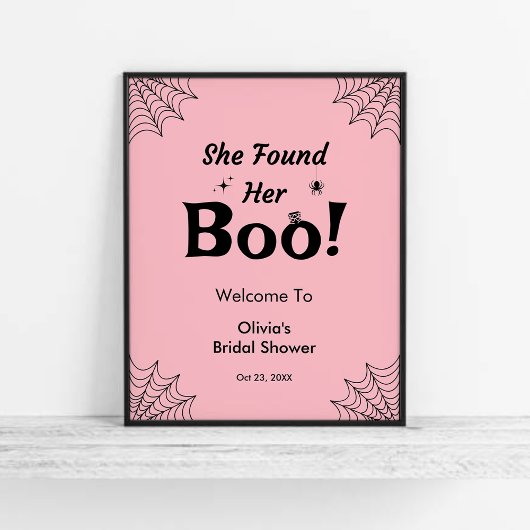 ピンク彼女は彼女のブーハロウィーンブライダルシャワーを見つけた ポスター