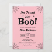 ピンク彼女は彼女のブーハロウィーンブライダルシャワーを見つけた 招待状 (正面)