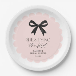 ピンク彼女は結び目のウェディングシャワー ペーパープレート