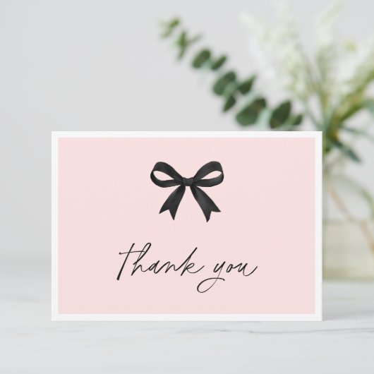 ピンク彼女は結び目のブライダルシャワー サンキューカード (スタンド正面)