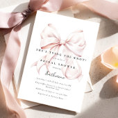 ピンク彼女は結び目の弓ブライダルシャワー 招待状