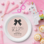 ピンク彼女は結び目の弓結婚の ペーパープレート (パーティー)