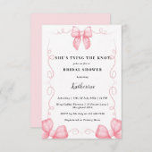 ピンク彼女は結び目コケットブライダルシャワー 招待状 (正面/裏面)