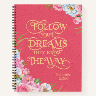 ピンク後を追フローラYour Dreams Journal ノートブック