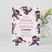 ピンク忍者戦士武術誕生日 招待状 (スタンド正面)