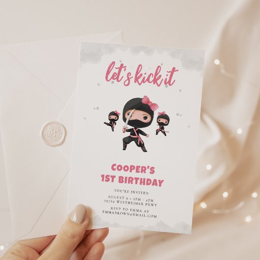 ピンク忍者誕生日 招待状