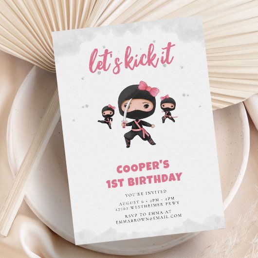 ピンク忍者誕生日 招待状