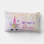 ピンク忘れのユニコーンと紙吹雪を夢に見ない ランバークッション (裏面)