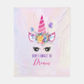 ピンク忘れのユニコーンを夢見るな フリースブランケット (正面)