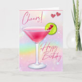 ピンク応援ハッピーバースデーグリーティングカード カード (正面)