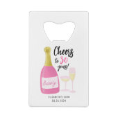 ピンク応援30年バブリー30歳の誕生日パーティー クレジットカード栓抜き (裏面)