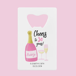 ピンク応援30年バブリー30歳の誕生日パーティー クレジットカード栓抜き