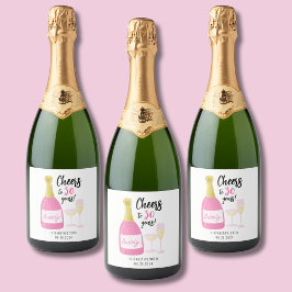 ピンク応援30年バブリー30歳の誕生日パーティー スパークリングワインラベル