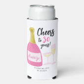ピンク応援30年バブリー30歳の誕生日パーティー スリム缶クーラー (Seltzer正面)