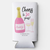ピンク応援30年バブリー30歳の誕生日パーティー スリム缶クーラー (裏面)
