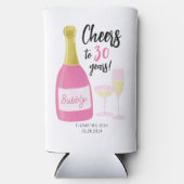 ピンク応援30年バブリー30歳の誕生日パーティー スリム缶クーラー (正面)