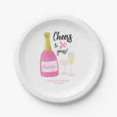 ピンク応援30年バブリー30歳の誕生日パーティー ペーパープレート (正面)