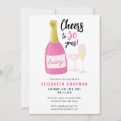 ピンク応援30年バブリー30歳の誕生日パーティー 招待状 (正面)