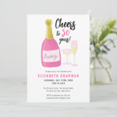 ピンク応援30年バブリー30歳の誕生日パーティー 招待状 (スタンド正面)