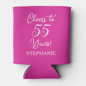 ピンク応援55年55誕生日缶 缶クーラー (正面)