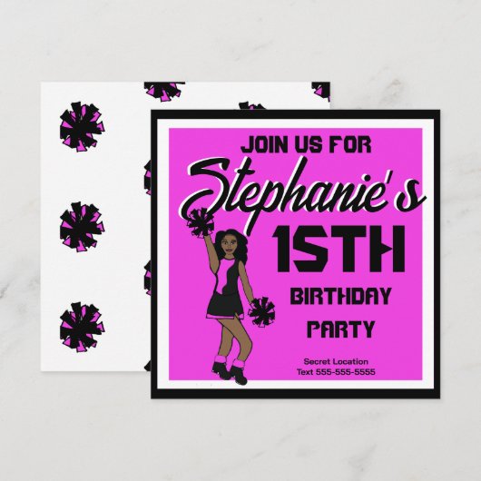 ピンク応援#1招待状 招待状 (正面/裏面)