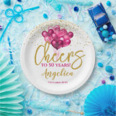 ピンク応援~50年50誕生日 ペーパープレート (パーティー)