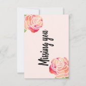 ピンク恋しく思のバラのグリーティングカード サンキューカード (正面)