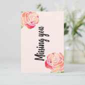 ピンク恋しく思のバラのグリーティングカード サンキューカード (スタンド正面)