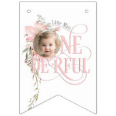 ピンク恋しく思オネダーフル1歳の誕生日の毎月の写真禁止 バンティングフラッグ (第2の旗)