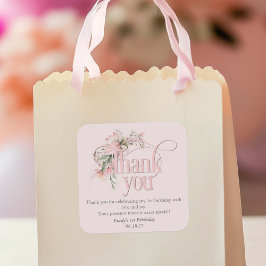 ピンク恋しく思リトルオネダーフル少女1歳感謝してい誕生日 スクエアシール