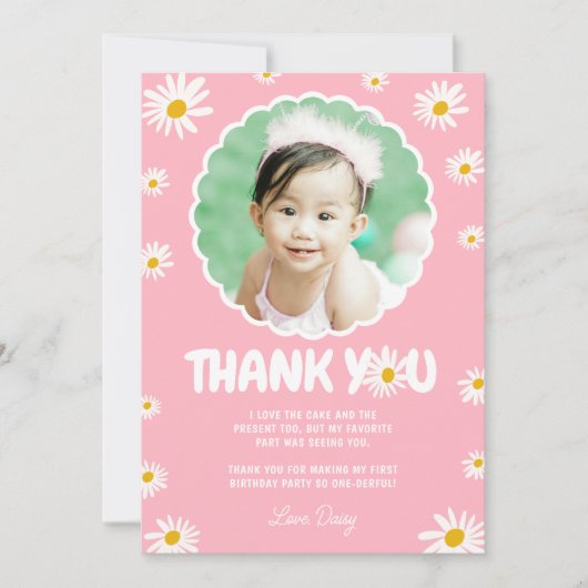 ピンク恋しく思リトルワンダーフルデイジー1日 サンキューカード (正面)