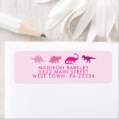 ピンク恐竜かわいいキッズディノ差出人住所ラベル ラベル (インサイチュ)