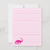 ピンク恐竜かわいい子供のDinoフラット固定カード サンキューカード (裏面)