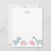 ピンク恐竜の子供のノートカード ノートカード (正面)