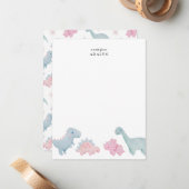 ピンク恐竜の子供のノートカード ノートカード (正面/裏面インサイチュ)