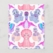 ピンク恐竜の赤ちゃんシャワー親アドバイスカード (裏面)