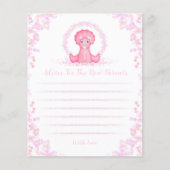 ピンク恐竜の赤ちゃんシャワー親アドバイスカード (正面)